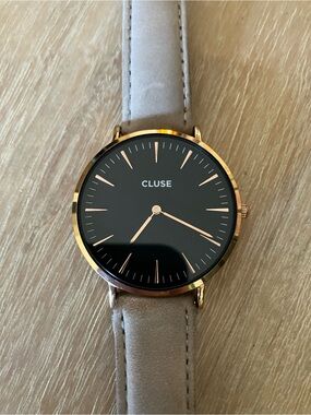 CLUSE La Boheme Watch Rose Gold with Grey & Black Changeable Leather Straps
